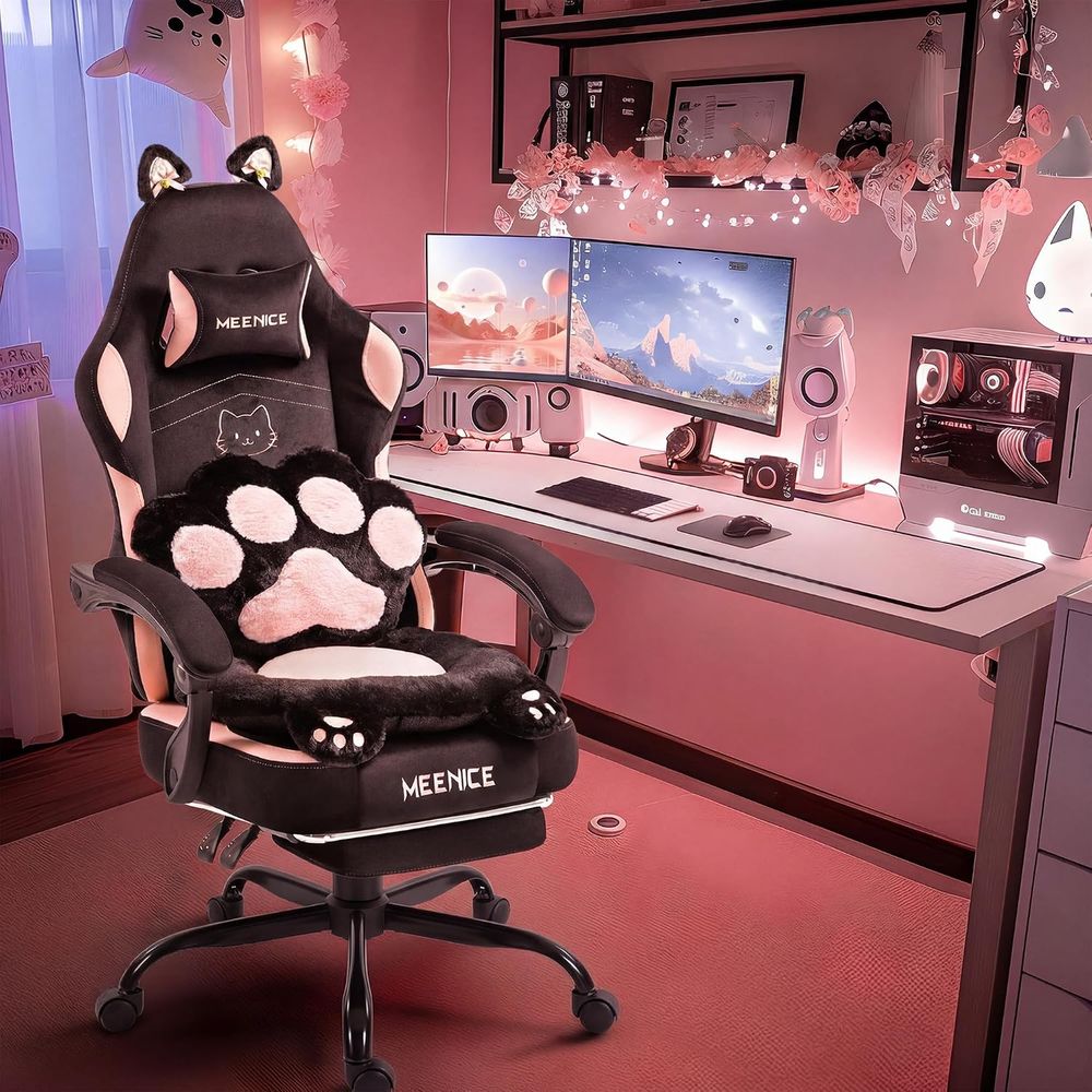 Розовое игровое кресло с милым – обзор и цена Pc Gaming Chair